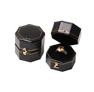 vintage jewelry ring box antique european style for gift engagement wedding proposal travel pu leather classic love