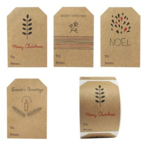 natural kraft simple christmas gift tags holiday present stickers 2 x 3 inch 25 total adhesive labels