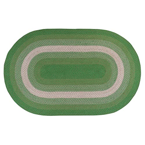 Super Area Rugs Bradford Handmade Braided Rug for Kitchen/Dining Room, Green & Beige 2' x 3' Oval