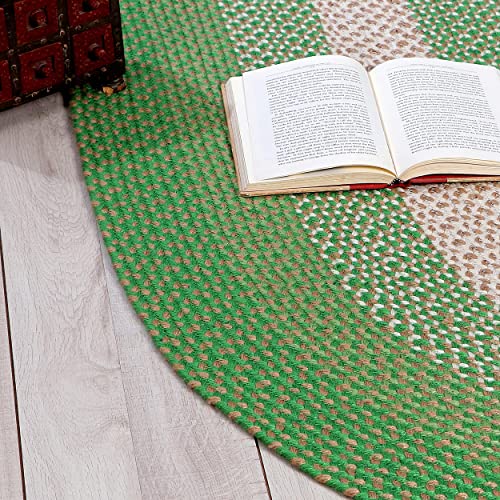 Super Area Rugs Bradford Handmade Braided Rug for Kitchen/Dining Room, Green & Beige 2' x 3' Oval