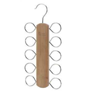 roomforlife - solid wood & metal accessory hanger for small garments, scarves, necklaces, ties and more - 20 metal arms - get and stay organized
