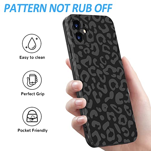 LOEV Phone Case for iPhone 11 Black Leopard Case, Cute Fashion Matte Cheetah Print [Not Rub-Off] Soft TPU Rubber Bumper Shockproof Protective Case Cover for Women Girls 6.1", Leopard Print Pattern