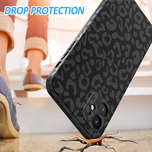 LOEV Phone Case for iPhone 11 Black Leopard Case, Cute Fashion Matte Cheetah Print [Not Rub-Off] Soft TPU Rubber Bumper Shockproof Protective Case Cover for Women Girls 6.1", Leopard Print Pattern