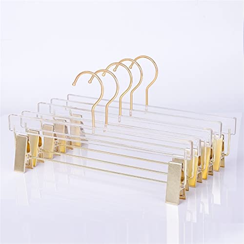 10 Pieces of Acrylic Transparent Gold Hook Hanger Acrylic Hanger with Gold Clip Clear Acrylic Hanger Pants Hanger Clip Skirt Display