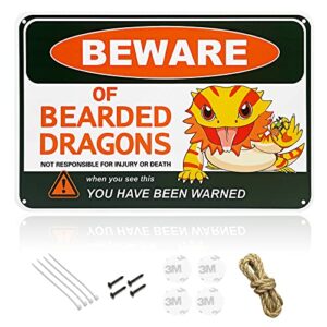 lstamoy bearded dragons sign, bearded dragon tank accessories, cute bearded dragon decor for cage bed food leash costume clothes toys gifts - 8 * 12inch-aluminum