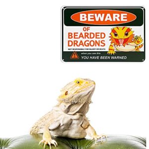 LSTAMOY Bearded Dragons Sign, Bearded Dragon Tank Accessories, Cute Bearded Dragon Decor for cage Bed Food Leash Costume Clothes Toys Gifts - 8 * 12inch-Aluminum