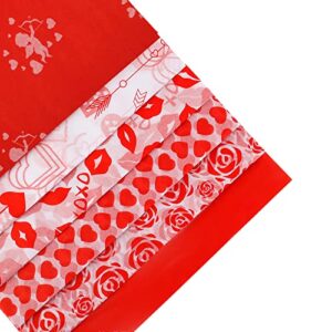 kinbom 30sheets 20x20 inch valentine's day tissue paper, heart wrapping paper gift wrapping tissue paper gift wrap paper sheets tissue paper for gift bags christmas birthday party shower(6 patterns)