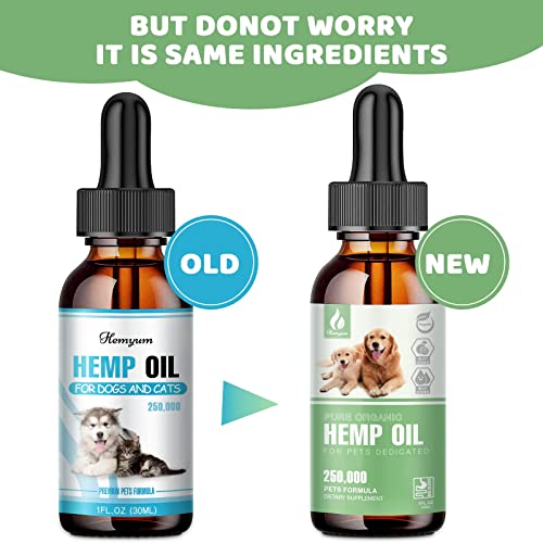 Hemp Oil for Dogs and Cats - Helps Anxiety Stress Pain Inflammation Relax Sleep Calm Aggressive Arthritis Allergies Seizures Skin Joint Hip - Treats Chews Pill Tincture - Organic Pet Calming Drops