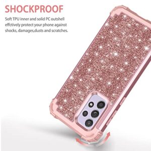 LONTECT for Galaxy A53 5G Case Glitter Sparkly Bling Shockproof Heavy Duty Hybrid Sturdy High Impact Protective Cover Case for Samsung Galaxy A53 5G 2022, Shiny Rose Gold