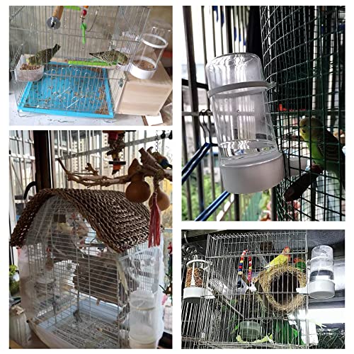 Parakeet Water Dispenser No Mess Parrot Food Seed Dispenser Bird Automatic Waterer Feeder Container Cockatiel Cage Accessories for Parrot Finch Budgie Lovebirds Canaries 2PCS（450ml）