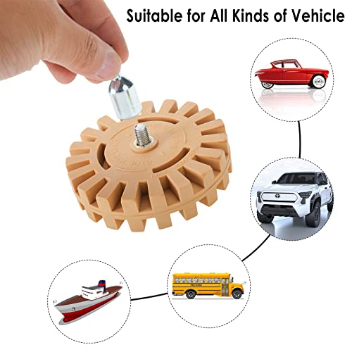 AuInn Decal Adhesive Removal Tool, Eraser Wheel Sticker Remover Kit, Decal Remover Eraser Wheel Kit with Sponge Polishing Pads, Wool Buffing Pad for Cars, Boat, Bikes, Motorcycles