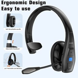 Conambo Noise Cancelling Bluetooth Headset V5.1, 35Hrs HD Talktime CVC8.0 Dual Mic Hands-Free Wireless Headset, Bluetooth Headphones with Mute Button for Cell Phones Business Home Office Trucker