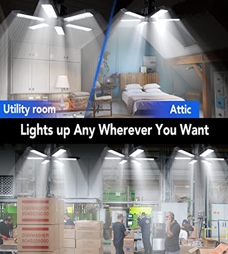 LED Garage Light,Garage Lights,120W Deformable Shop Ceiling Lights,13000LM 6500K 6 Panel Adjustable garage light fit E26 Base,Bright Led Lights for home,Workshop,Basement,attic,Barn (1 Pack)