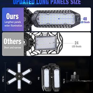 LED Garage Light,Garage Lights,120W Deformable Shop Ceiling Lights,13000LM 6500K 6 Panel Adjustable garage light fit E26 Base,Bright Led Lights for home,Workshop,Basement,attic,Barn (1 Pack)