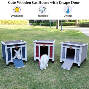 Outdoor Cat House, Feral Cat Shelter Weatherproof with Elevated Floor Cat House Outside Wine Red