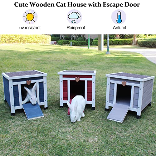 Outdoor Cat House, Feral Cat Shelter Weatherproof with Elevated Floor Cat House Outside Wine Red