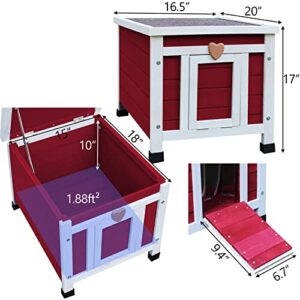 Outdoor Cat House, Feral Cat Shelter Weatherproof with Elevated Floor Cat House Outside Wine Red