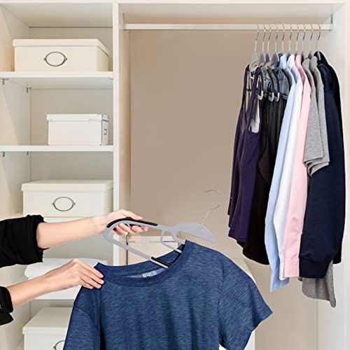 Cimlord 50PC Neck Saver Coat Hanger - Thin Space Saving Clothes Hangers with Non-Slip Rubber Pad, Closet Suit Hangers for Clothing, Pants, Jeans, Durable Plastic Gray Slim Hanger