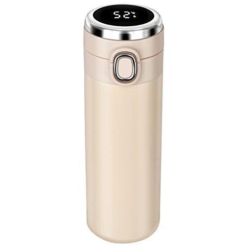 Smart Insulated Water Thermos Bottles - Portable Water Bottles Real-time Temperature Display Travel Coffee Mug With Leak-proof Button Thermos Water Bottle