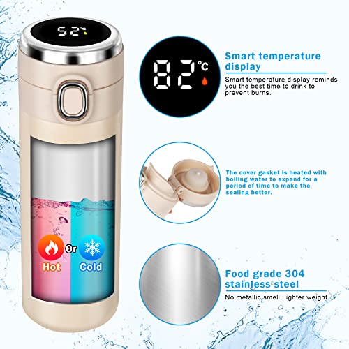 Smart Insulated Water Thermos Bottles - Portable Water Bottles Real-time Temperature Display Travel Coffee Mug With Leak-proof Button Thermos Water Bottle