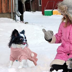 JUDYBRIDAL Dog Sweater Dress, Turtleneck Pet Sweater with Colorful Pom Pom Warm Knitwear Pullover Dog Skirt Puppy Princess Dress Apparel for Small Medium Dogs and Cats (XL | Pink)