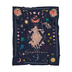 Sagittarius Zodiac Flannel Fleece Throw Blanket Blankets for Adult and Kids Soft Fuzzy Plush Blanket Cozy Lightweight All Seasons for Travel Bed and Couch 40"x50"