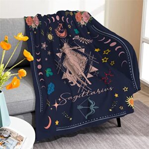 Sagittarius Zodiac Flannel Fleece Throw Blanket Blankets for Adult and Kids Soft Fuzzy Plush Blanket Cozy Lightweight All Seasons for Travel Bed and Couch 40"x50"