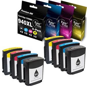 easyprint (2bk/2c/2m/2y) compatible 940 940xl ink cartridge used for hp officejet pro 8000/8500/ 8500a printer (8 pack,high yield)