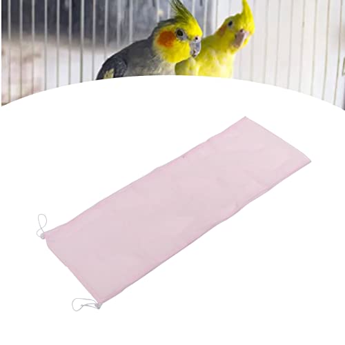 EVTSCAN Birdcage Nylon Mesh Net Adjustable Dustproof Seed Catcher Guard Net Cover for Parrots Parakeet Macaw Cage(Pink)