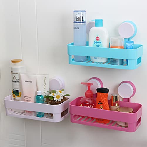 ULTNICE Plastic Shower Caddy Suction Cup Shower Caddy Shower Gel Holder Bath Shower Wall Shelf Basket for Shampoo Soap Conditioner