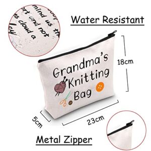 JXGZSO Knitting Project Bag Crochet Makeup Bag Grandma's Knitting Bag Knitting Cosmetic bag Grandma Birthday Gift