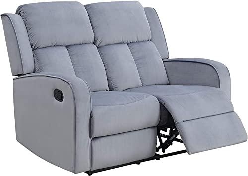 AC Pacific Dale Living Room Manual Reclining Sofas, Modern Upholstered Couch with Curve Arms and Padded Back Cushions, Loveseat, Flint Grey