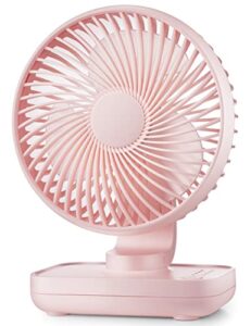 viniper portable battery fan, rechargeable desk fan : 4 speeds, 90° rotation, long working time, portable usb powered personal fan (pink)