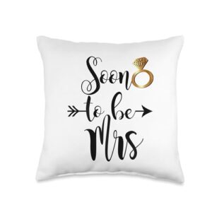 merry christmas bridal shower bride gift future wife soon to be mrs arrow throw pillow, 16x16, multicolor