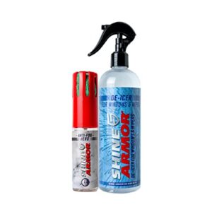 shine armor anti fog hero with microfiber cloth windshield & deicer spray for car windshield windows wipers and mirrors