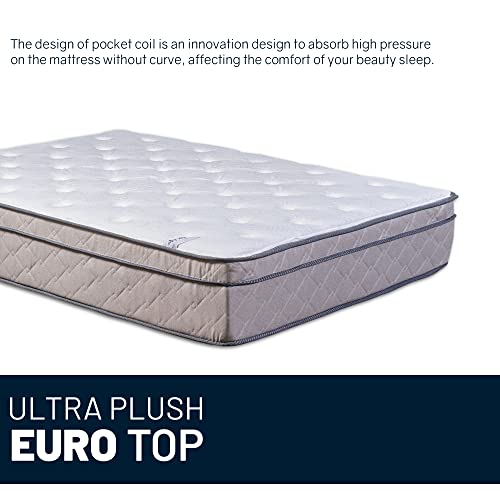 Greaton Queen 12 Inch EuroTop Ultra Plush Low Pressure and Motion Transfer Breathable Hybrid Pocket Coil Mattress in a Box, Mink