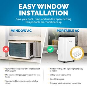 Newair Dual Hose Portable AC | 12,000 BTU | Cools Up To 248 sq. ft | White | Easy Setup Air Conditioner With Window Venting Kit, Self-Evaporative System, Quiet Operation, Dehumidifying, Remote & Timer