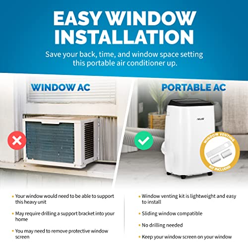 Newair Dual Hose Portable AC | 12,000 BTU | Cools Up To 248 sq. ft | White | Easy Setup Air Conditioner With Window Venting Kit, Self-Evaporative System, Quiet Operation, Dehumidifying, Remote & Timer