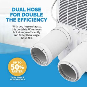 Newair Dual Hose Portable AC | 12,000 BTU | Cools Up To 248 sq. ft | White | Easy Setup Air Conditioner With Window Venting Kit, Self-Evaporative System, Quiet Operation, Dehumidifying, Remote & Timer