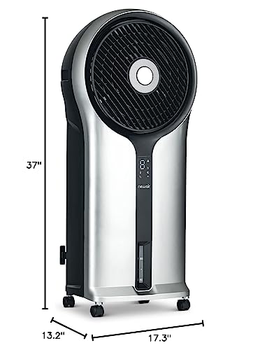 Newair Evaporative Cooler 470 CFM250 sq. ft. Freestanding Home Air Cooler 3 Fan Speeds 1.45 Gallon Water Tank, Silver Easy Glide Wheels Remote Control Included