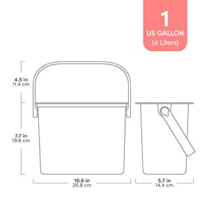 QUALIAZERO Multi-Purpose Countertop Compost Bin | 4L / 1 Gal ABS Plastic Slim Shape | Trash Can with Gray Lid | (4L / 1 Gal, Gray)