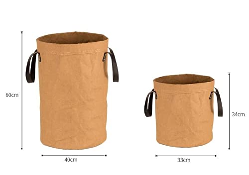 通用 Kraft Paper Toy Storage Basket,Toy Paper Basket,Baskets Storage for Clothes,Sundries Storage Bucket with Handles,Storage Bag for Shelves,Room Sundries Organizer Storage Basket, Large(40*60CM)