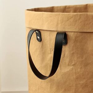 通用 Kraft Paper Toy Storage Basket,Toy Paper Basket,Baskets Storage for Clothes,Sundries Storage Bucket with Handles,Storage Bag for Shelves,Room Sundries Organizer Storage Basket, Large(40*60CM)