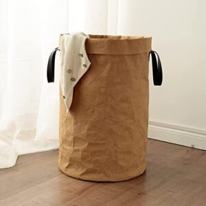 通用 Kraft Paper Toy Storage Basket,Toy Paper Basket,Baskets Storage for Clothes,Sundries Storage Bucket with Handles,Storage Bag for Shelves,Room Sundries Organizer Storage Basket, Large(40*60CM)