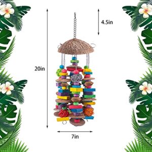 EBaokuup Large Bird Parrot Toys, Colorful Wooden Blocks Bird Chewing Toy Parrot Cage Bite Toy for Macaws Cokatoos African Grey and Large Medium Parrot Birds