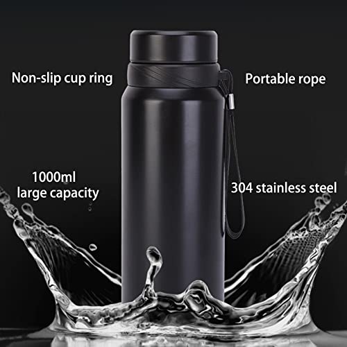 Insulated Stainless Steel Water Bottle-Vacuum Coffee Cup with,Large Capacity Double Walled Sport Travel Mug,Wide Mouth Leak Proof Flask Cup,BPA Free (32oz)