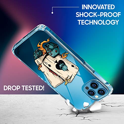 CaseYard Clear Soft & Flexible TPU Case for iPhone-13-Pro-Max Ultra Low Profile Slim Fit Thin Shockproof Transparent Protective Cover Drop Protective Case Skull Cards