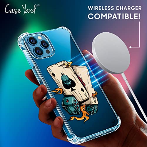 CaseYard Clear Soft & Flexible TPU Case for iPhone-13-Pro-Max Ultra Low Profile Slim Fit Thin Shockproof Transparent Protective Cover Drop Protective Case Skull Cards