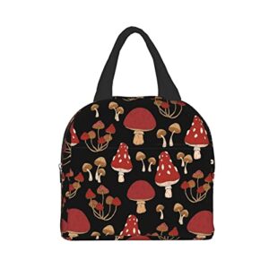 lunch bag red mushrooms print insulated lunch box reusable lunch bags meal portable container tote for men women work travel picnic