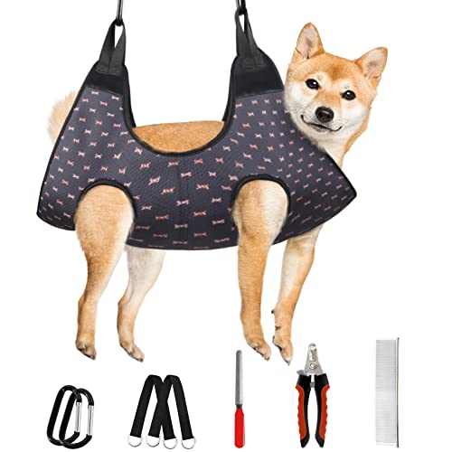 Supet Dog Grooming Hammock Harness for Cats Dogs, Relaxation Pet Grooming Hammock Restraint Dog & Small Animal Leashes Sling for Grooming Dog Grooming Helper for Nail Trimming Clipping Grooming